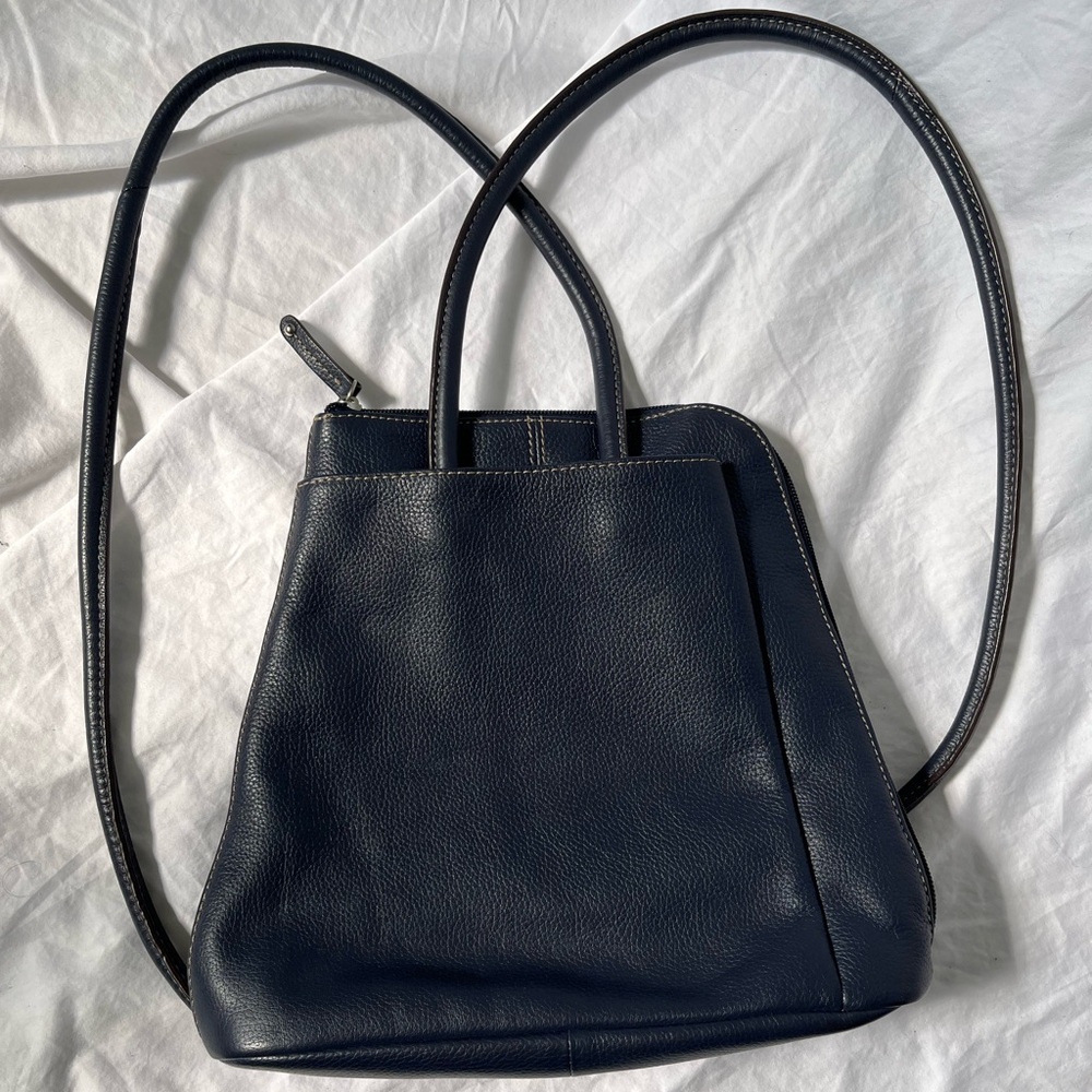 Clarks Navy Leather Mini Backpack Bag Purse. Excellent Condition. Classic.
